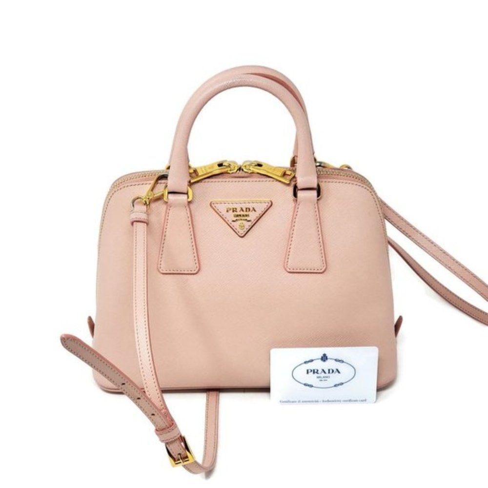 Prada Pink Saffiano Leather Dome Satchel